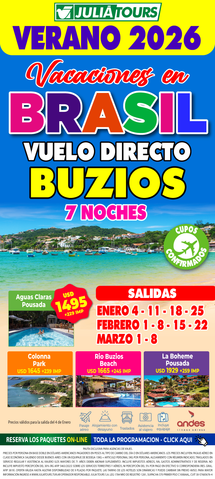 BRASIL VERANO 2026 BUZIOS VUELO DIRECTO